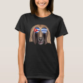 Cuban Flag Afghan Hound Dog Cuba Pocket Tシャツ (正面)