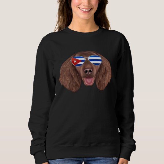 Cuban Flag American Water Spaniel Dog Cuba Pocket スウェットシャツ (正面)