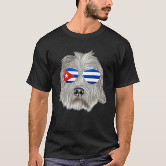 Cuban Flag Dandie Dinmont Terrier Dog Cuba Pocket Tシャツ (正面)