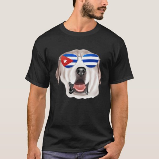 Cuban Flag Great Pyrenee Dog Cuba Pocket Tシャツ (正面)