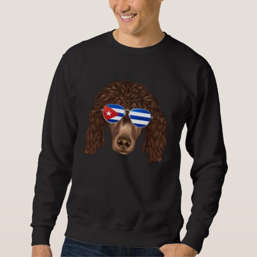 Cuban Flag Irish Water Spaniel Dog Cuba Pocket スウェットシャツ (正面)