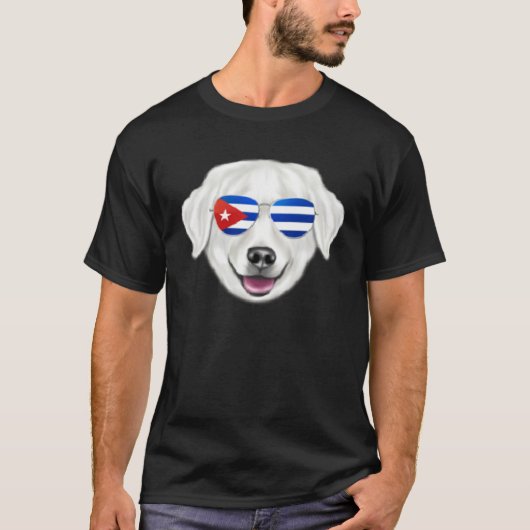 Cuban Flag Kuvaszok Dog Cuba Pocket Tシャツ (正面)