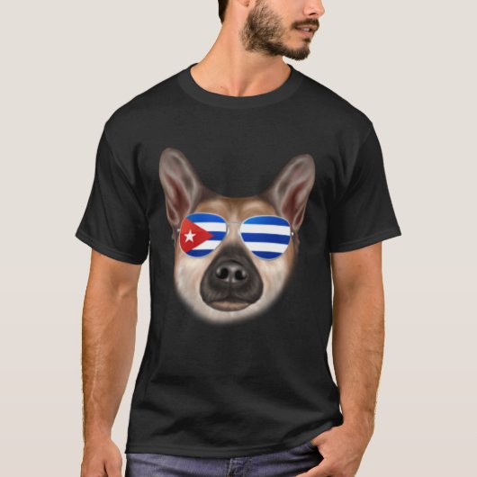 Cuban Flag Norwegian Buhund Dog Cuba Pocket Tシャツ (正面)