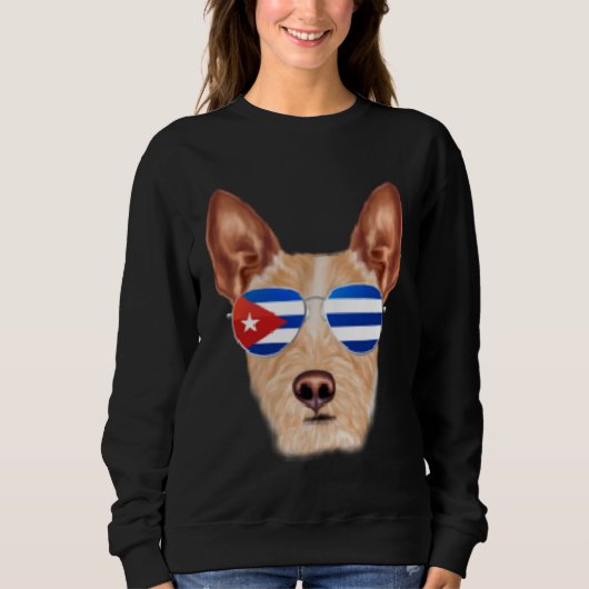 Cuban Flag Portuguese Podengo Pequeno Dog Cuba Poc スウェットシャツ (正面)