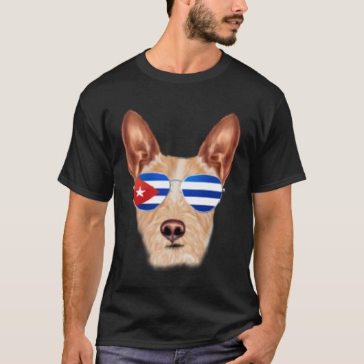 Cuban Flag Portuguese Podengo Pequeno Dog Cuba Poc Tシャツ (正面)