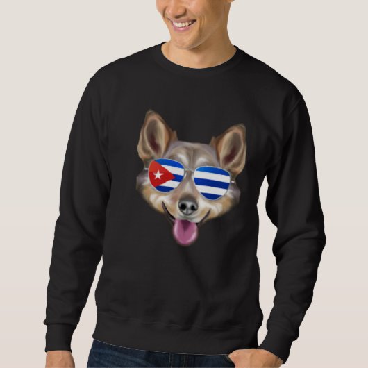 Cuban Flag Swedish Vallhund Dog Cuba Pocket スウェットシャツ (正面)