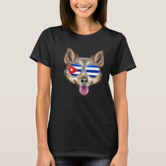 Cuban Flag Swedish Vallhund Dog Cuba Pocket Tシャツ (正面)