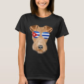Cuban Flag Wire Fox Terrier Dog Cuba Pocket Tシャツ (正面)