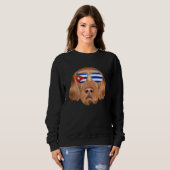 Cuban Flag Wirehaired Vizsla Dog Cuba Pocket スウェットシャツ (正面フル)