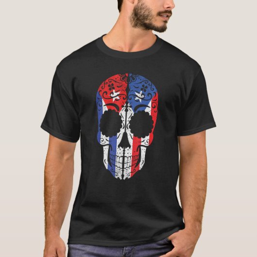 Cuban Puerto Rican Sugar Skull Cuba Puerto Rico Fl Tシャツ (正面)