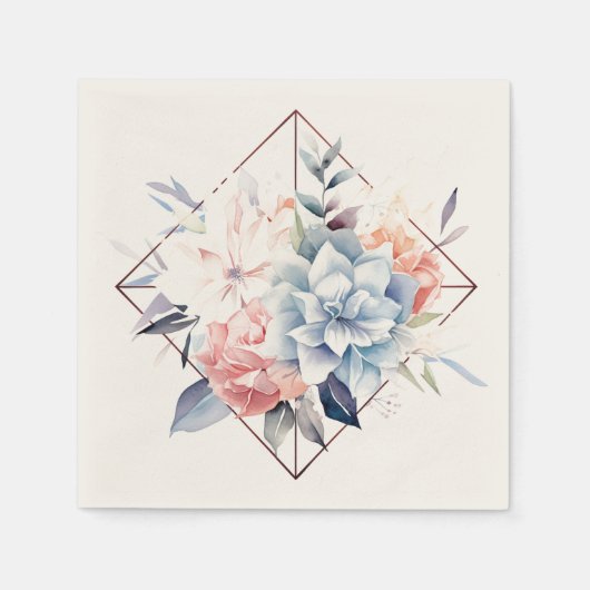 Cube-Flower-2: Personalized Wedding Napkins スタンダードカクテルナプキン (正面)