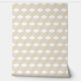 Cube isometric geometric pattern - earthtones crem 壁紙