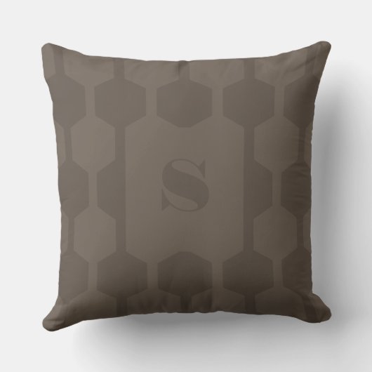 Cube Lines Chestnut Monogrammed Throw Pillow クッション (裏面)