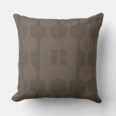 Cube Lines Chestnut Monogrammed Throw Pillow クッション (正面)