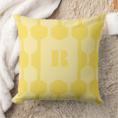 Cube Lines Dandelion Yellow Monogrammed Pillow クッション (ブランケット)