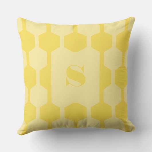 Cube Lines Dandelion Yellow Monogrammed Pillow クッション (裏面)