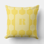 Cube Lines Dandelion Yellow Monogrammed Pillow クッション (正面)