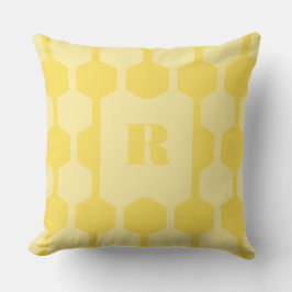 Cube Lines Dandelion Yellow Monogrammed Pillow クッション