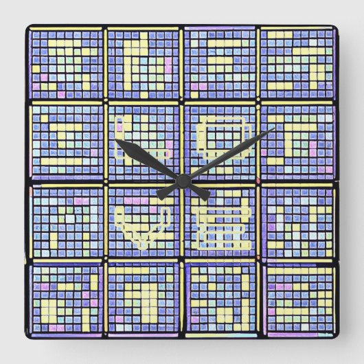 CUBES AND MORE CUBES スクエア壁時計 (正面)