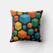 Cubes galore on black Throw Cushion クッション (裏面)