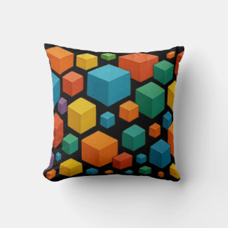 Cubes galore on black Throw Cushion クッション