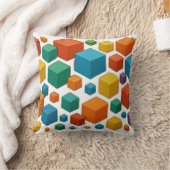 Cubes galore on white Throw Cushion クッション (ブランケット)