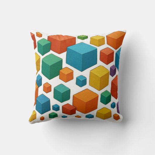 Cubes galore on white Throw Cushion クッション (裏面)