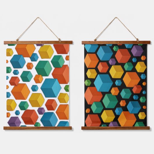 Cubes galore Wood Topped Wall Tapestry 吊り下げ型タペストリー (ダブル)