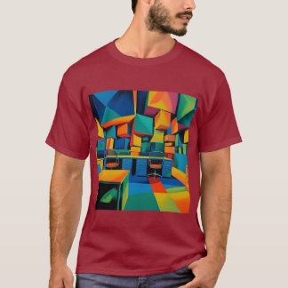 Cubescape Office - 抽象的サプライズアートTシャツ Tシャツ