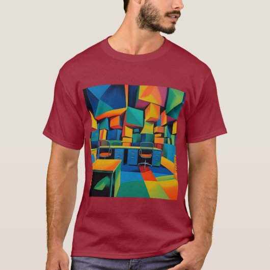 Cubescape Office - 抽象的サプライズアートTシャツ Tシャツ (正面)