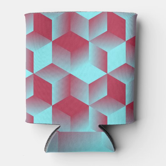 Cubic Geometric: Red Blueシームレス。 缶クーラー (正面)