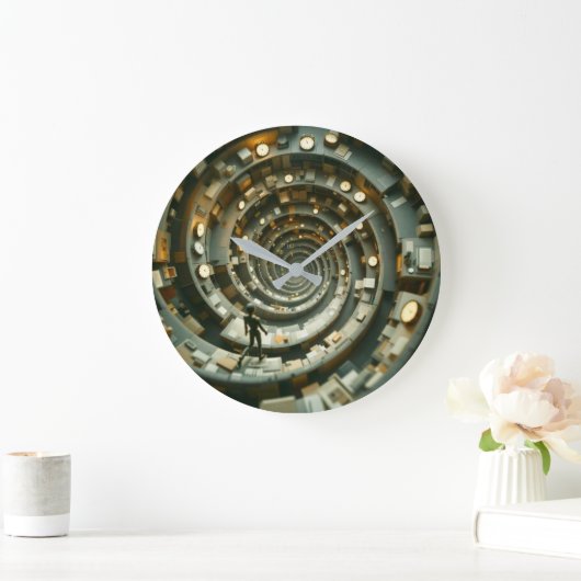 Cubicle Descent of Deadlines Wall Clock ラージ壁時計 (ホーム)