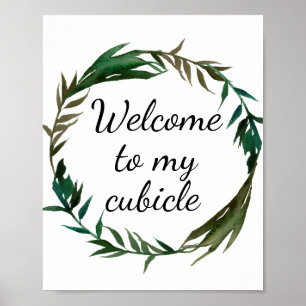 Cubicle Sign Office Desk Workへようこそ ポスター
