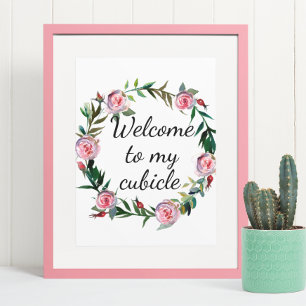 Cubicle Sign Office Desk Workへようこそ ポスター