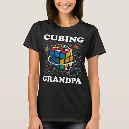 Cubing Grandpa Speed Cubing Math Tシャツ (正面)
