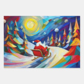 Cubism Santa Christmas Holiday  ラッピングペーパーシート (正面3)