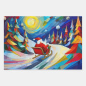 Cubism Santa Christmas Holiday  ラッピングペーパーシート (正面)