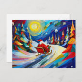 Cubism Santa Christmas Holiday Postcard シーズンポストカード (正面/裏面)