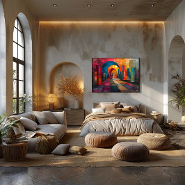 Cubismo: Pasaje de Arcos y Colores ポスター