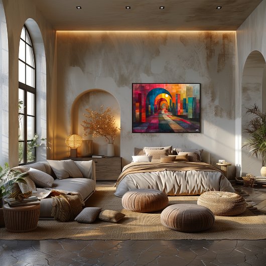 Cubismo: Pasaje de Arcos y Colores ポスター