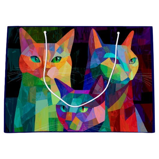 Cubist Cat Sentinels ラージペーパーバッグ (正面)