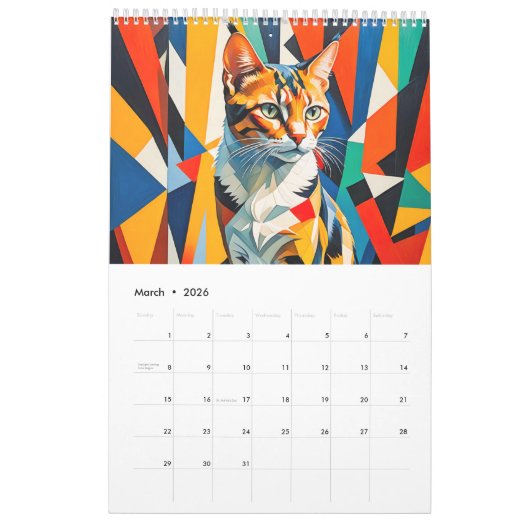 Cubist Cats – Art Calendar 2026 カレンダー (3月 2026)