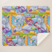 Cubist Cats - The Mininos シェルパブランケット (正面(横))