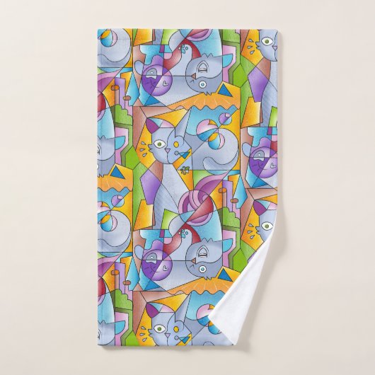 Cubist Cats - The Mininos バスタオルセット (ハンドタオル)