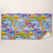 Cubist Cats - The Mininos ビーチタオル (正面)