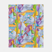 Cubist Cats - The Mininos フリースブランケット (正面)