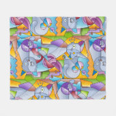 Cubist Cats - The Mininos フリースブランケット (正面(横))