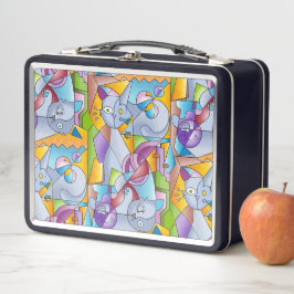 Cubist Cats - The Mininos メタルランチボックス