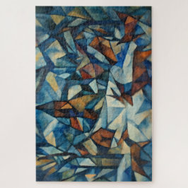 Cubist Expressionist Winter Village Jigsaw Puzzle ジグソーパズル