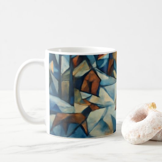 Cubist Expressionist Winter Village Mug コーヒーマグカップ (ドーナツ)